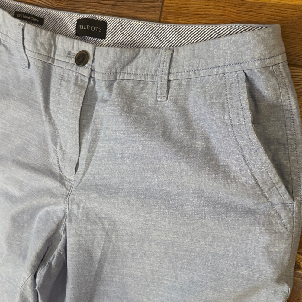 Talbots Relaxed Chino Pants Women’s 10P Petite Light Blue 100% Cotton